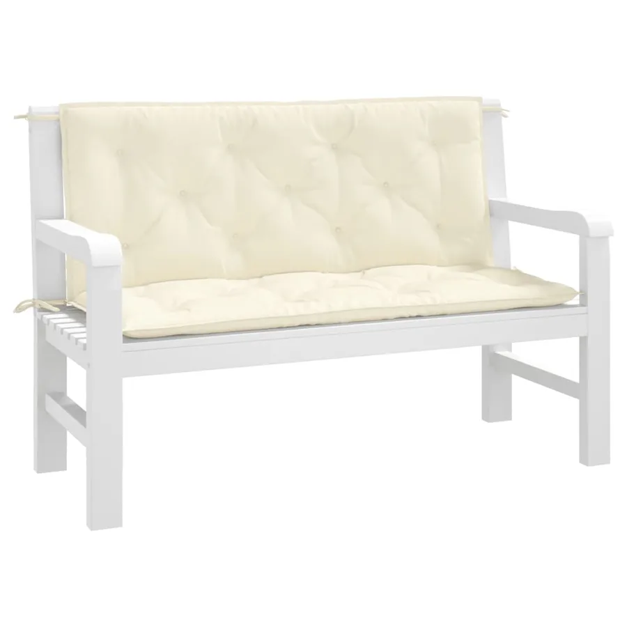 Coussins de banc de jardin lot de 2 blanc crème tissu Oxford - 3
