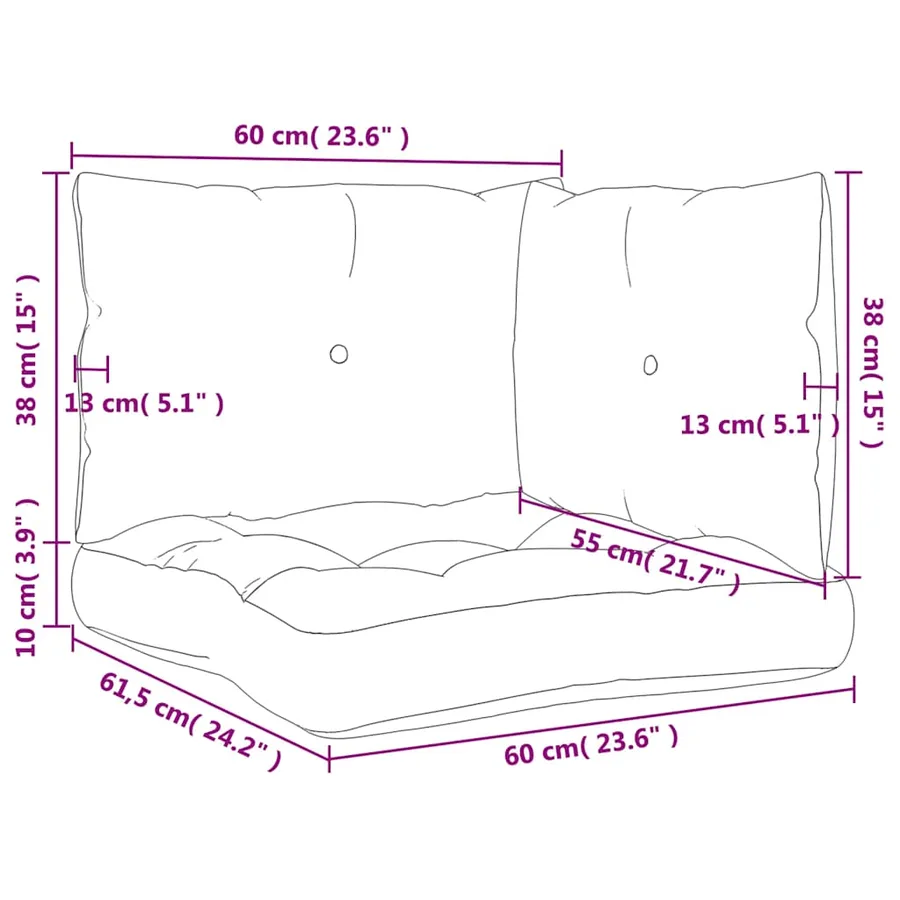Coussins de palette lot de 3 noir tissu - 11