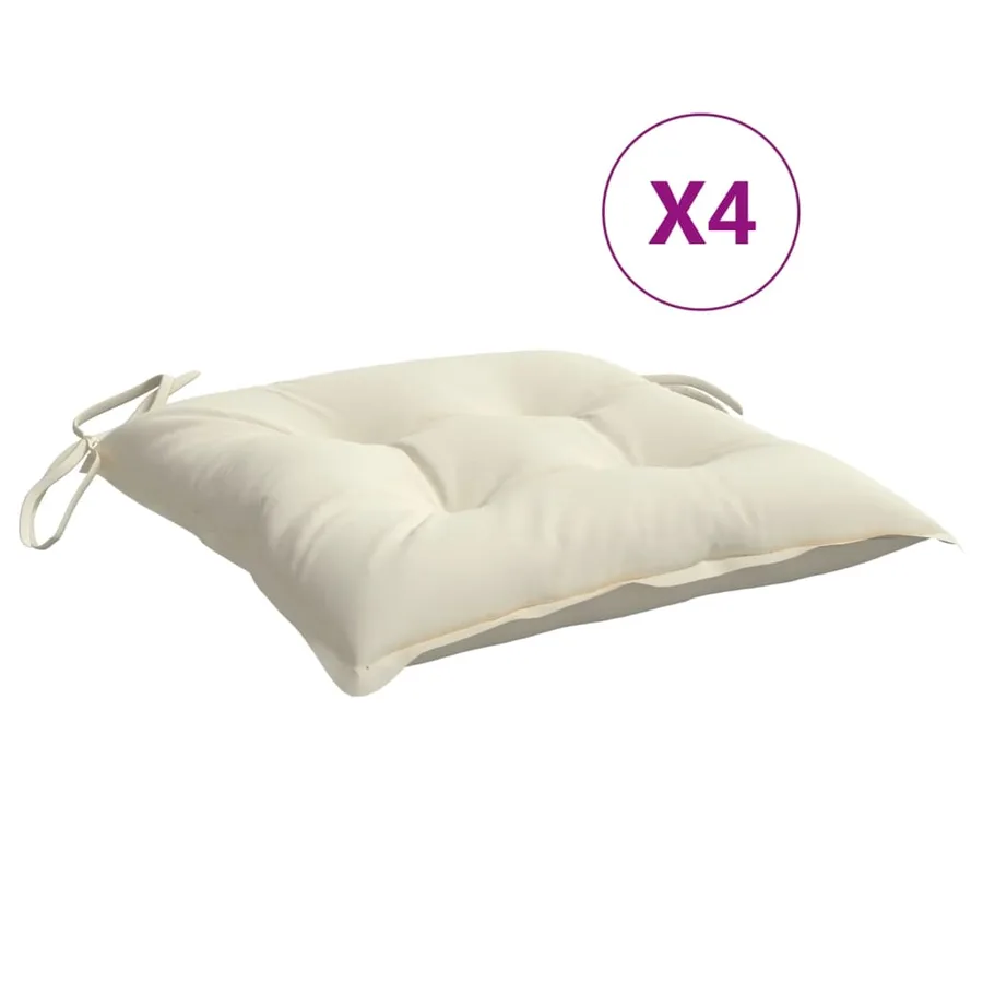 Coussins de chaise lot de 4 blanc crème 40x40x7 cm tissu oxford - 2