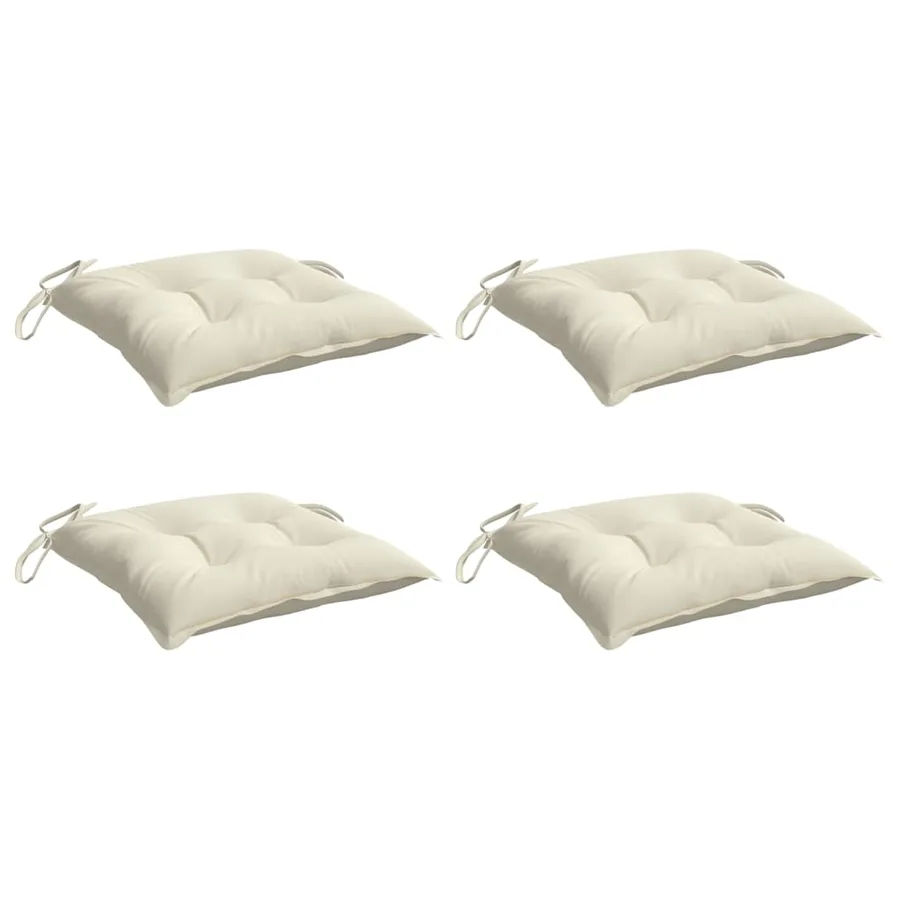 Coussins de chaise lot de 4 blanc crème 40x40x7 cm tissu oxford - 3