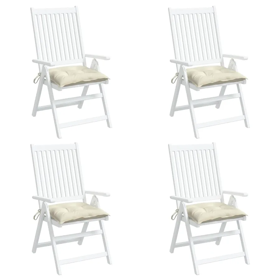 Coussins de chaise lot de 4 blanc crème 40x40x7 cm tissu oxford - 4