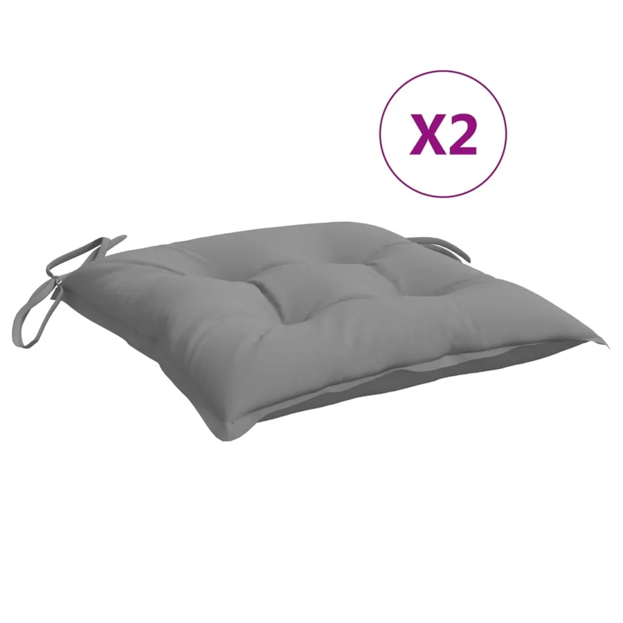 Coussins de chaise lot de 2 gris 50x50x7 cm tissu oxford - 2