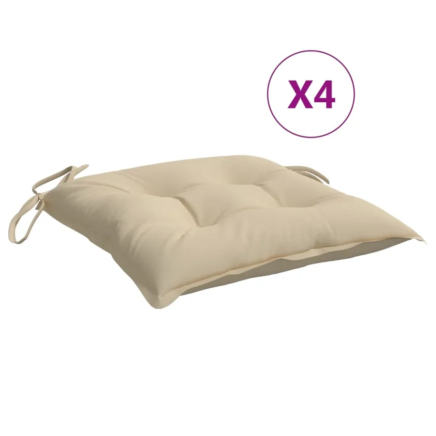 Coussins de chaise lot de 4 beige 40x40x7 cm tissu oxford - 2