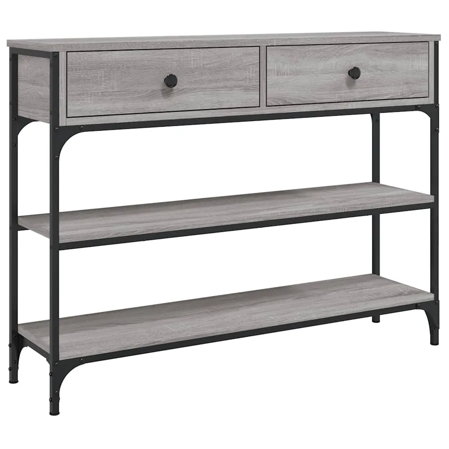 Table console sonoma gris 100x25x75 cm bois d'ingénierie - 2