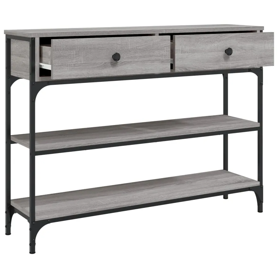 Table console sonoma gris 100x25x75 cm bois d'ingénierie - 5