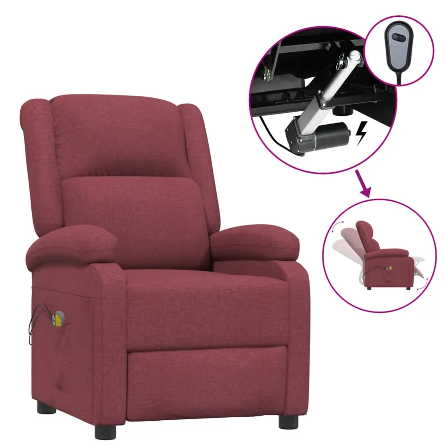 Fauteuil électrique de massage Bordeaux Tissu - 2