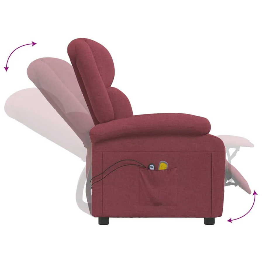 Fauteuil électrique de massage Bordeaux Tissu - 7