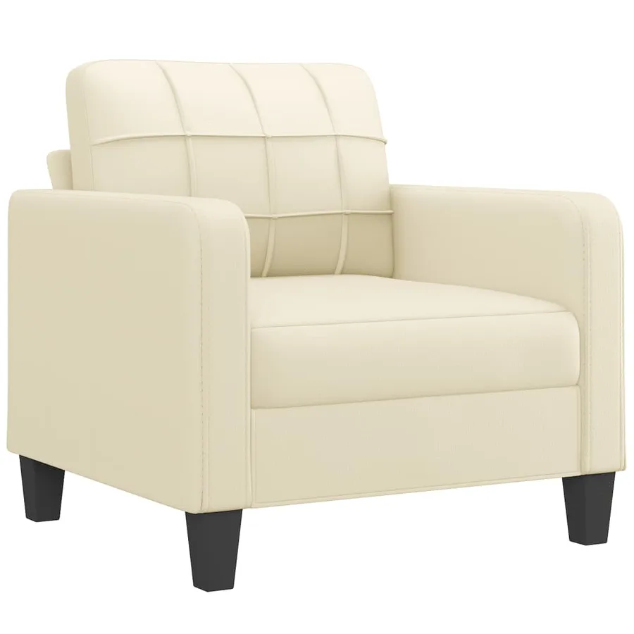 Fauteuil avec repose-pied Crème 60 cm Similicuir - 4