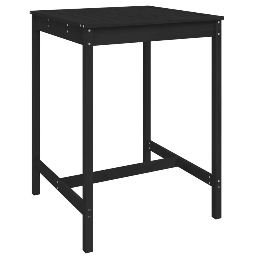 Ensemble de bar de jardin 5 pcs noir bois de pin massif - 6