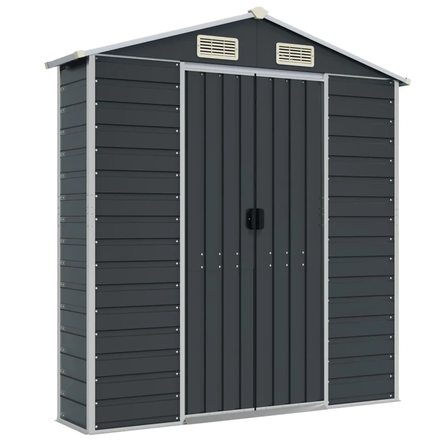 Abri de jardin anthracite 191x300x198 cm acier galvanisé - 8