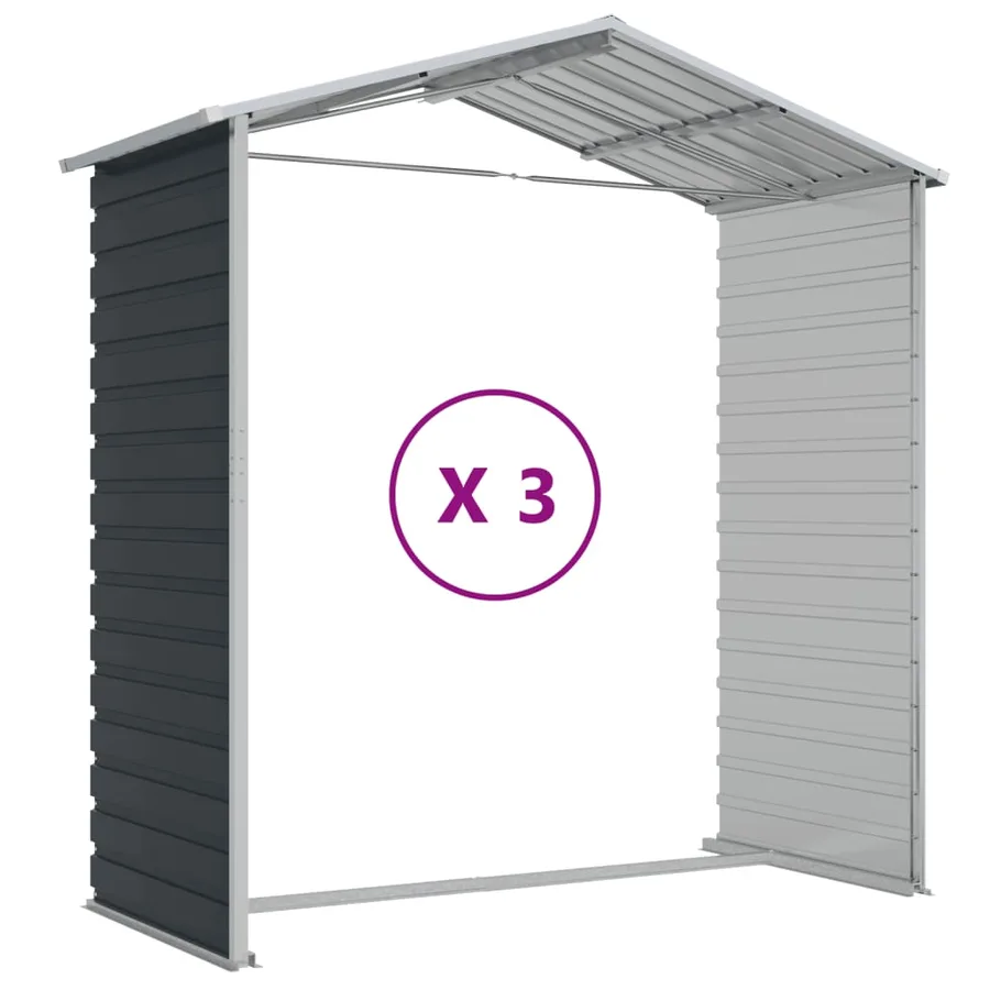 Abri de jardin anthracite 191x300x198 cm acier galvanisé - 9