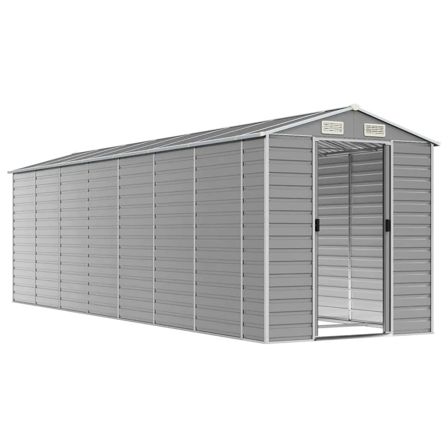 Abri de jardin gris clair 191 x 640 x 198 cm en acier galvanisé - 3