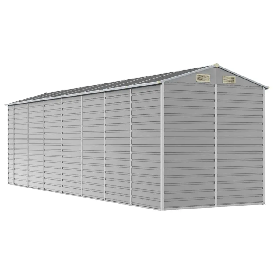 Abri de jardin gris clair 191 x 640 x 198 cm en acier galvanisé - 7