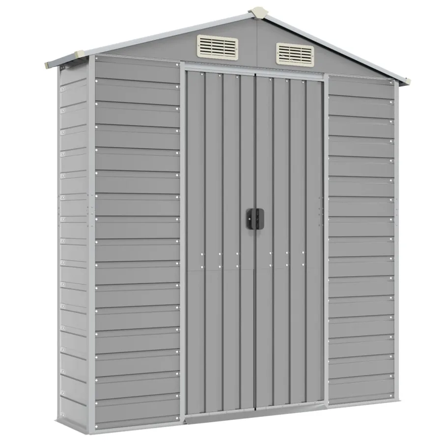 Abri de jardin gris clair 191 x 640 x 198 cm en acier galvanisé - 8