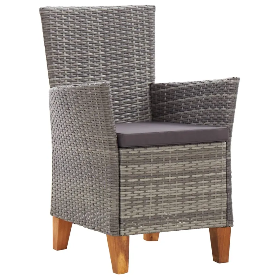 Mobilier à dîner 9 pcs résine tressée et bois d'acacia gris - 6