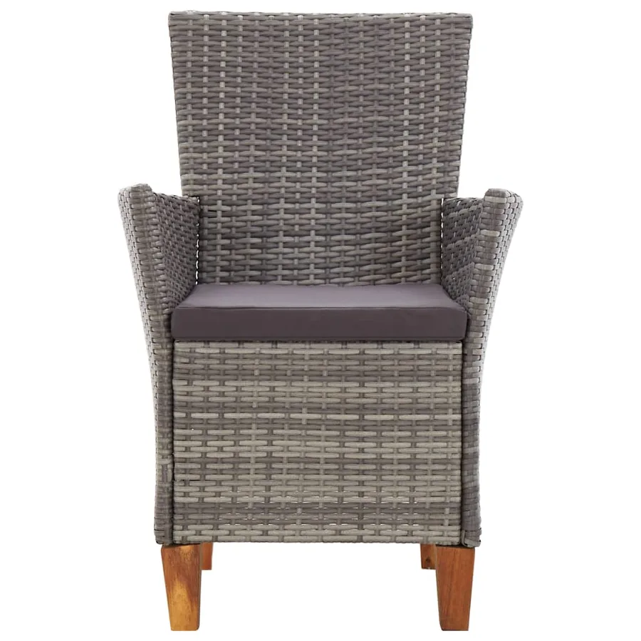 Mobilier à dîner 9 pcs résine tressée et bois d'acacia gris - 7