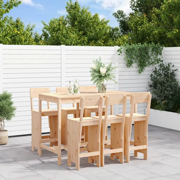 Ensemble de bar de jardin 7 pcs Bois de pin massif