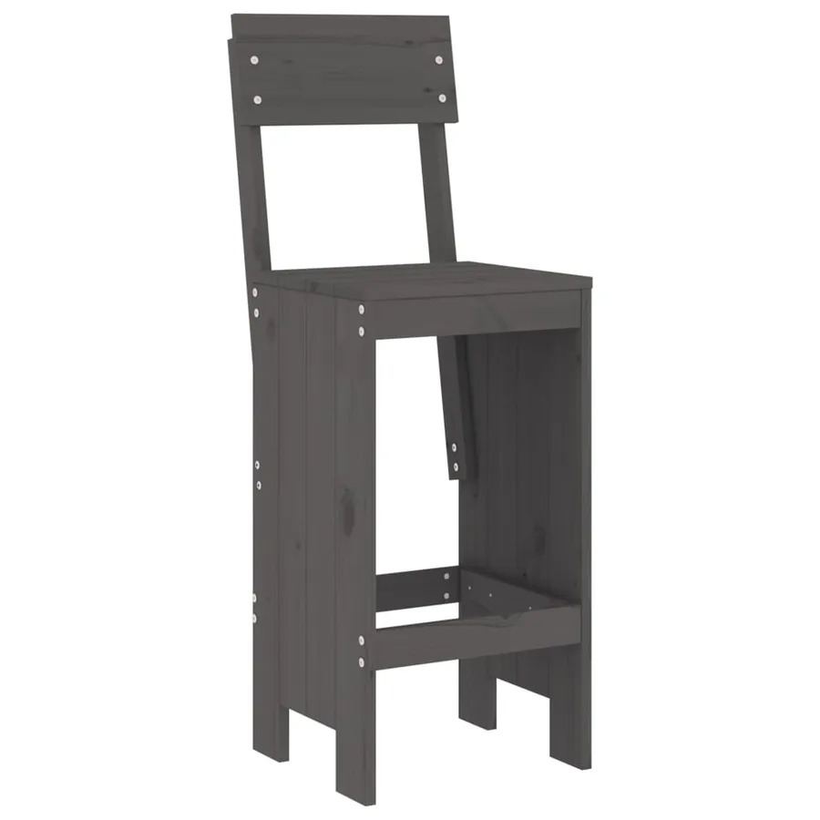 Ensemble de bar de jardin 5 pcs gris bois de pin massif - 4