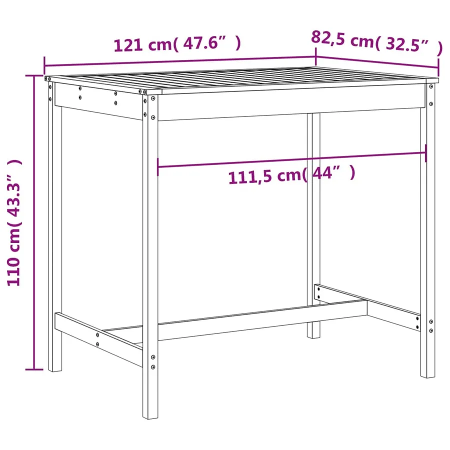 Ensemble de bar de jardin 5 pcs gris bois de pin massif - 9