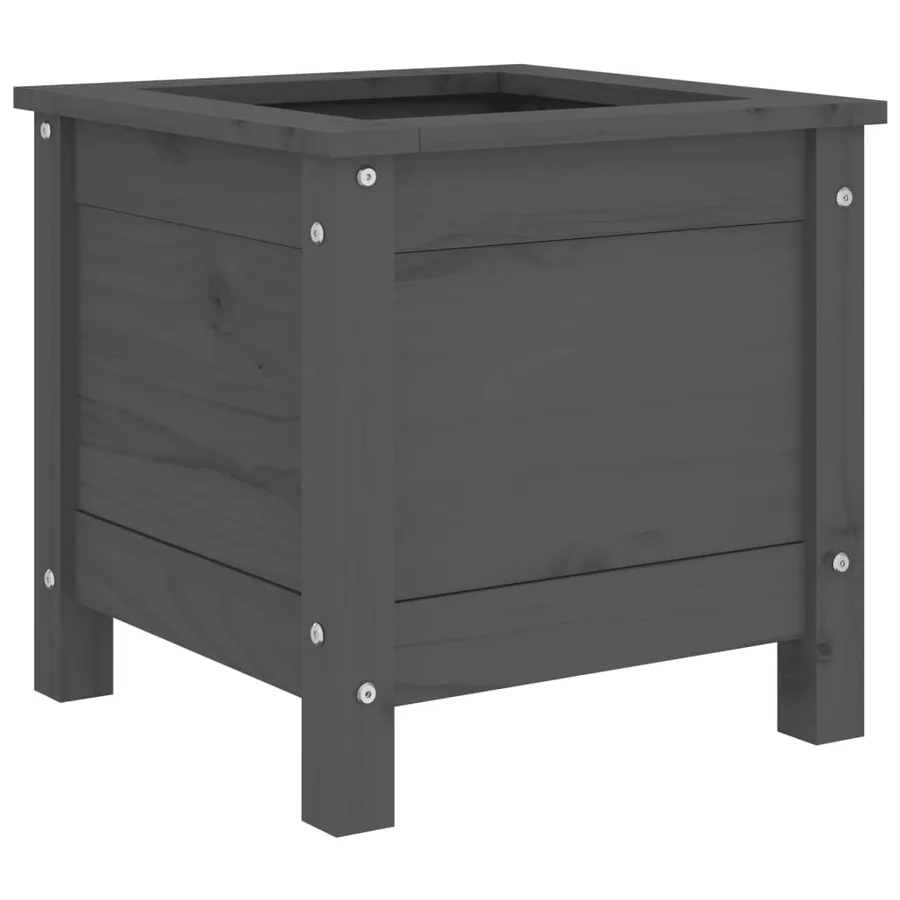 Jardinière gris 40x40x39 cm bois massif de pin - 2