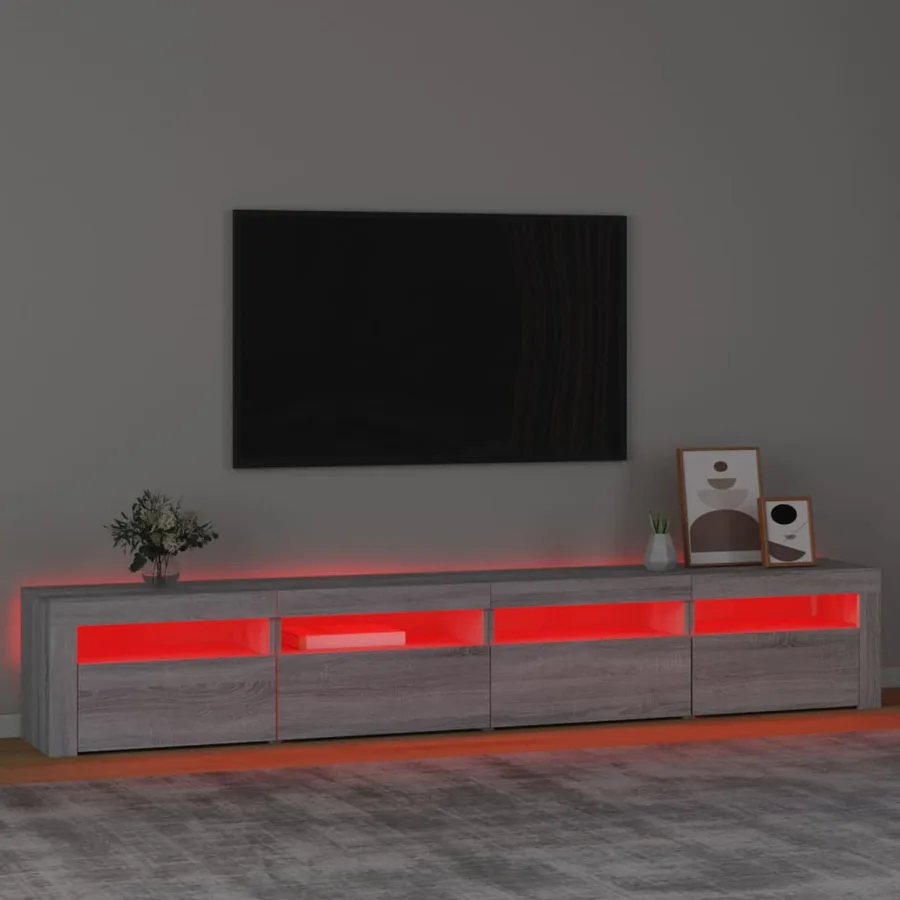 Meuble TV avec lumières LED Sonoma gris 240x35x40 cm - 5