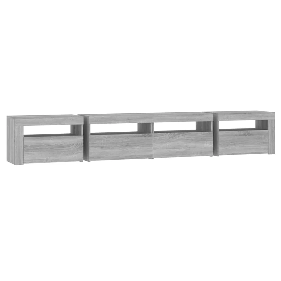 Meuble TV avec lumières LED Sonoma gris 240x35x40 cm - 7