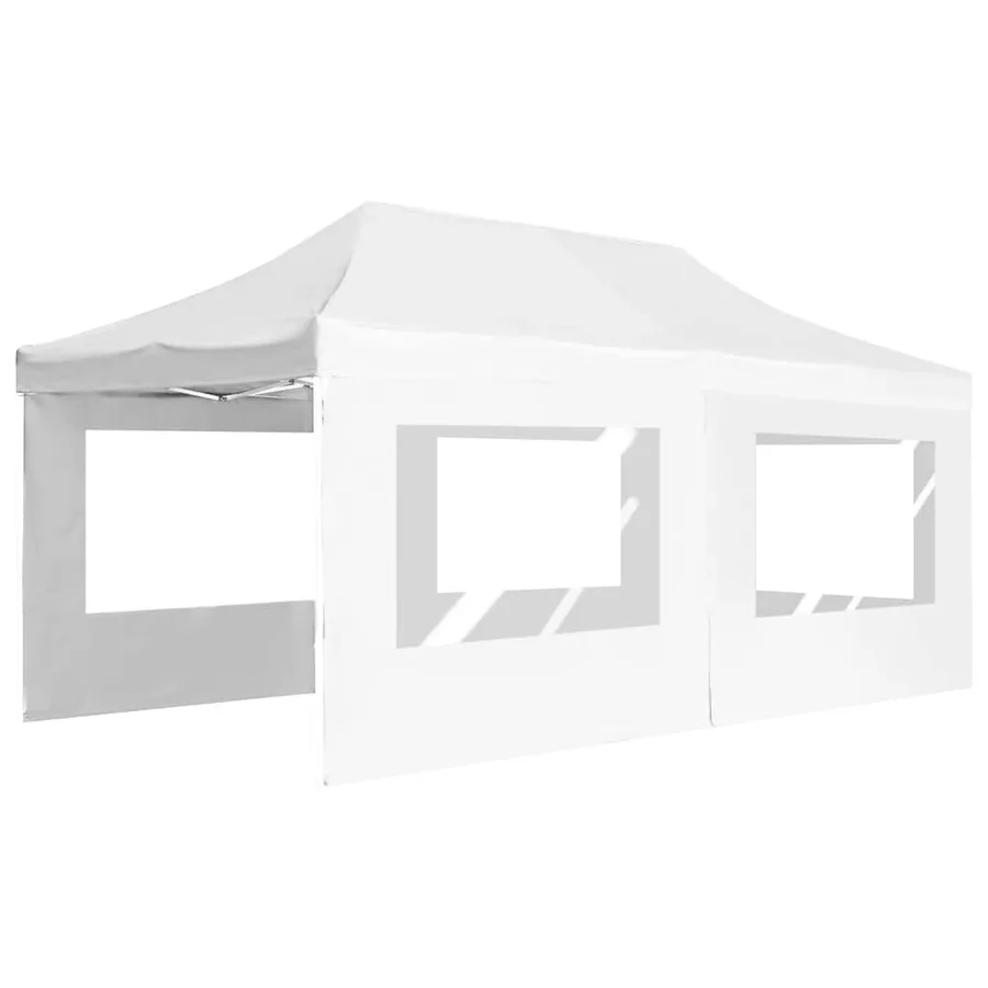 Tente de réception pliable avec parois Aluminium 6 x 3 m Blanc - 3