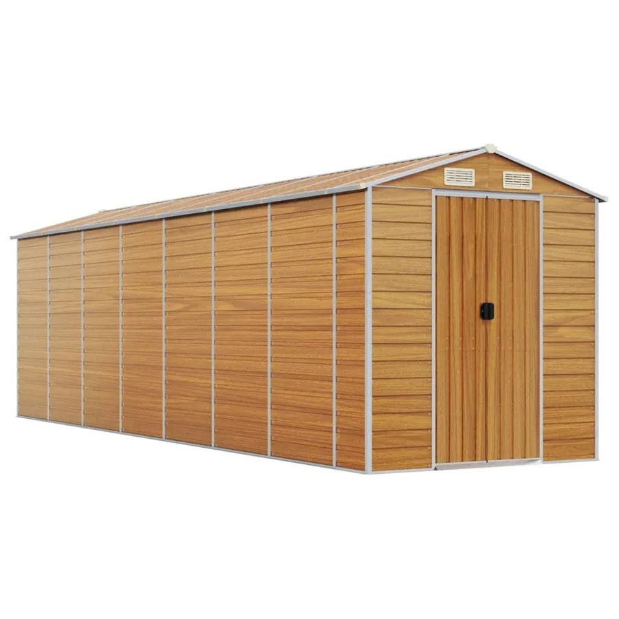 Abri de jardin marron clair 191x640x198 cm acier galvanisé - 2
