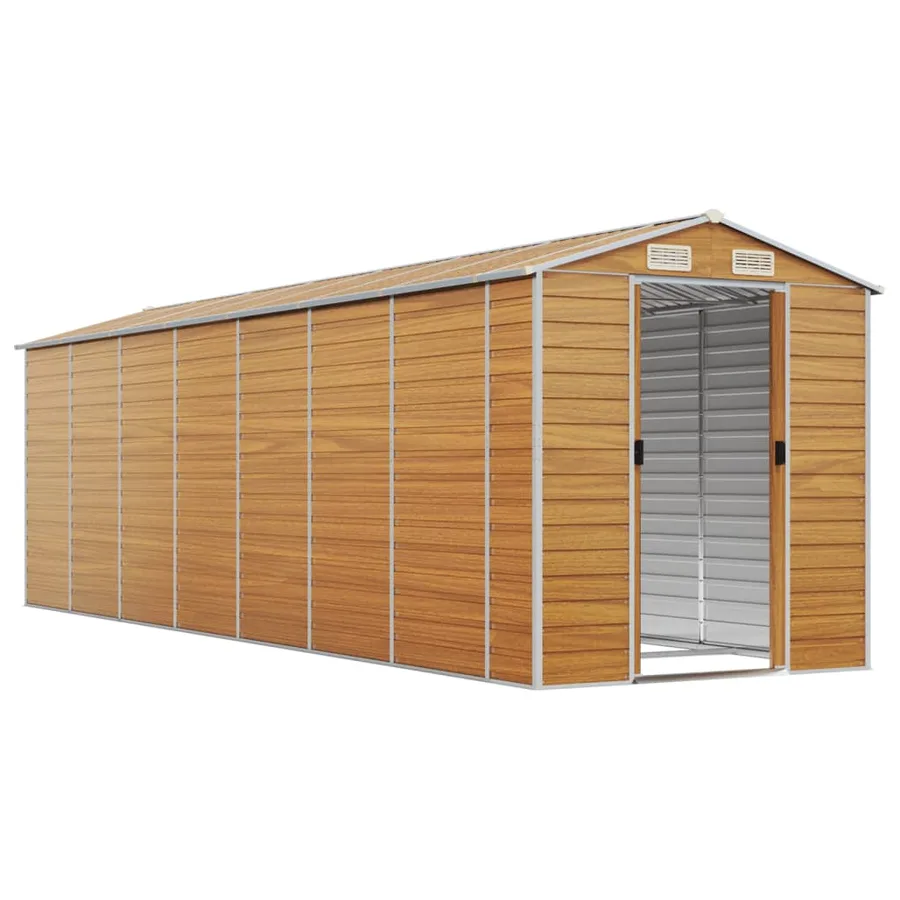 Abri de jardin marron clair 191x640x198 cm acier galvanisé - 3