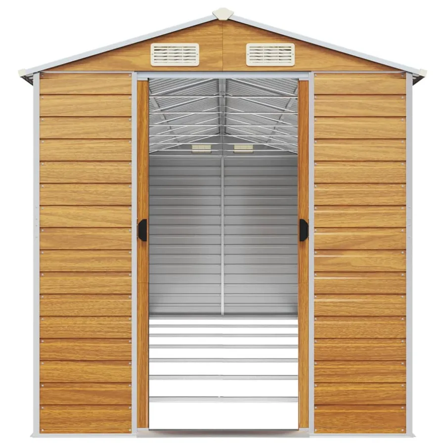 Abri de jardin marron clair 191x640x198 cm acier galvanisé - 5