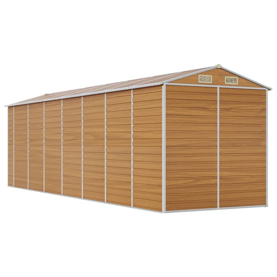 Abri de jardin marron clair 191x640x198 cm acier galvanisé - 7