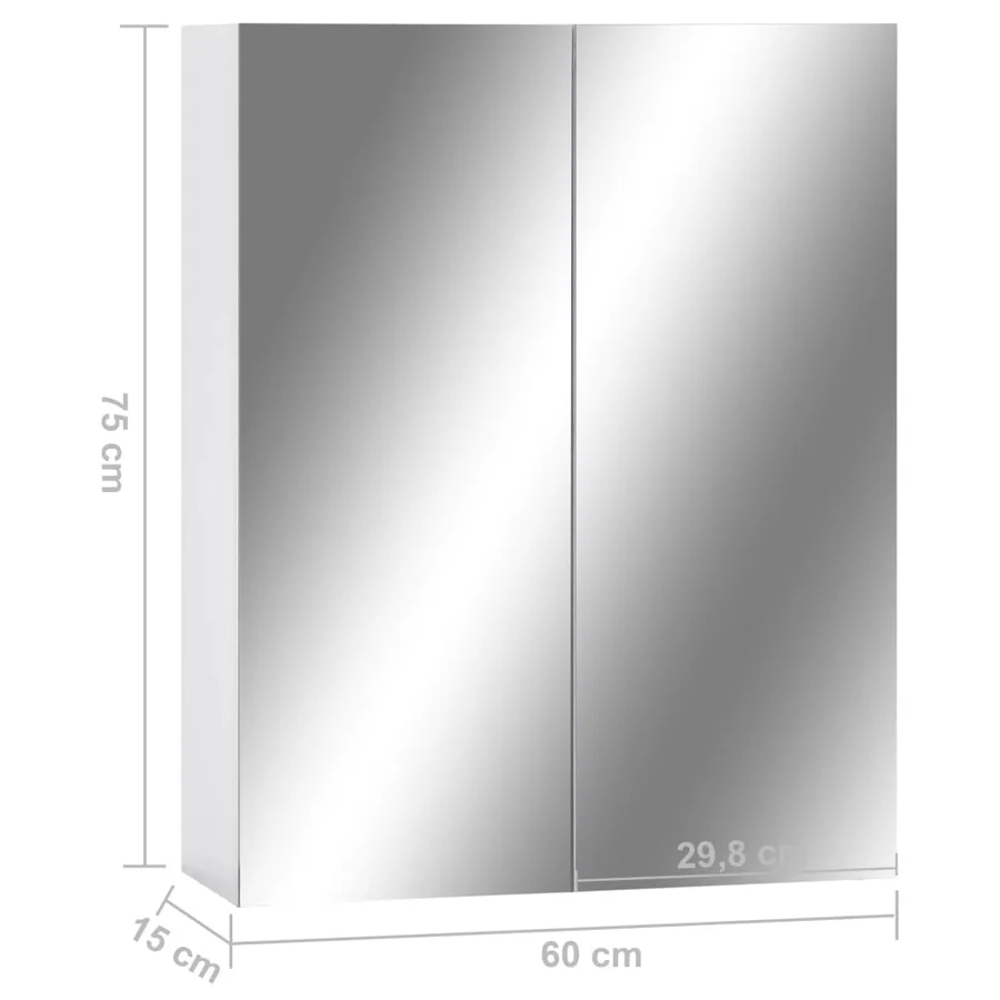 Armoire à miroir de salle de bain Blanc 60x15x75 cm MDF - 6
