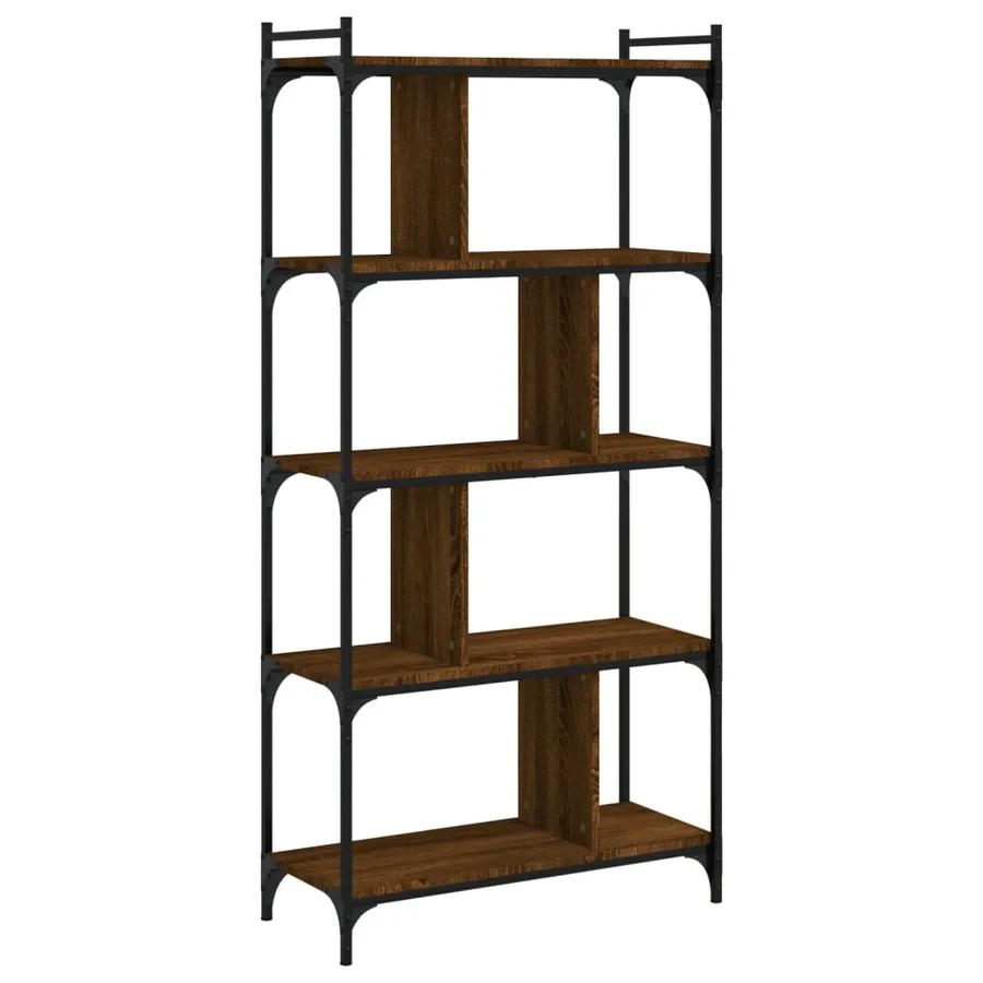 Bibliothèque 5 niveaux chêne brun 76x32x158cm bois d'ingénierie - 4