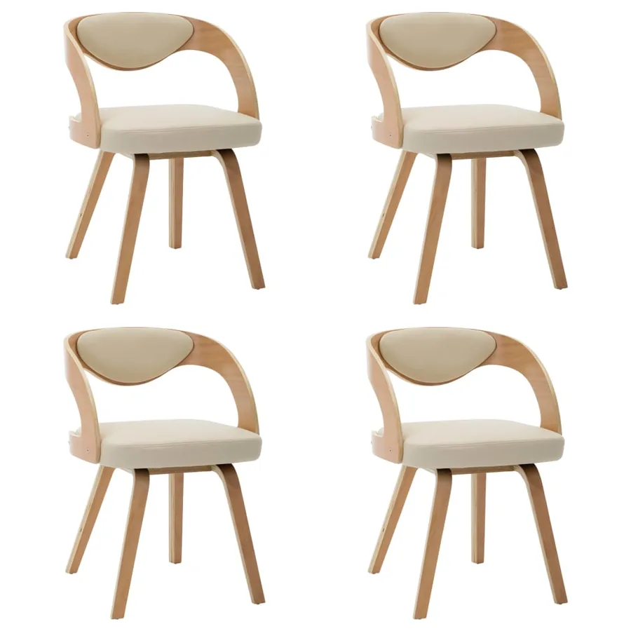 Chaises à manger lot de 4 crème bois courbé et similicuir - 2