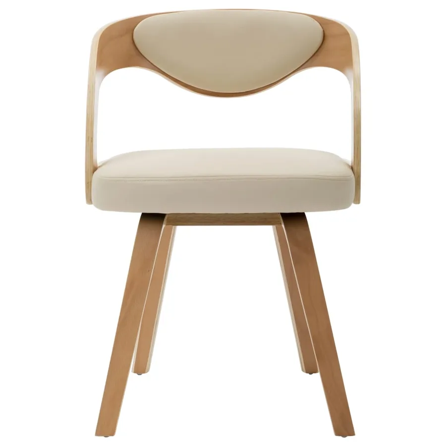 Chaises à manger lot de 4 crème bois courbé et similicuir - 3