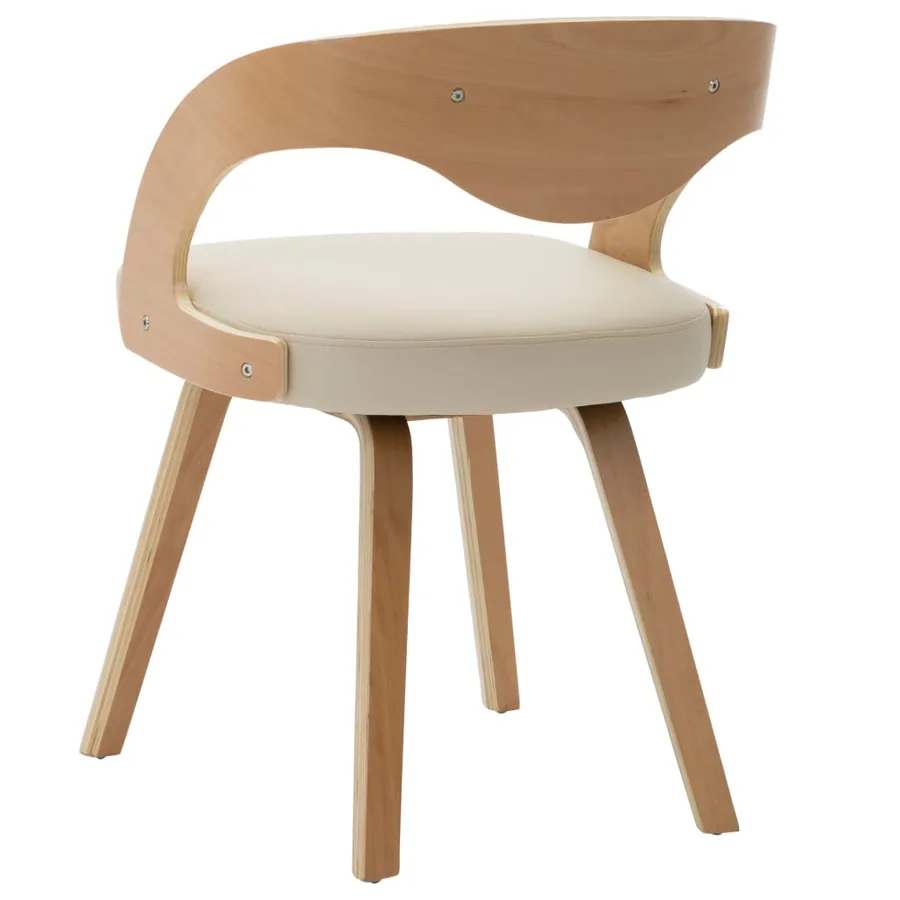 Chaises à manger lot de 4 crème bois courbé et similicuir - 5