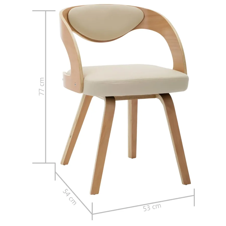 Chaises à manger lot de 4 crème bois courbé et similicuir - 7