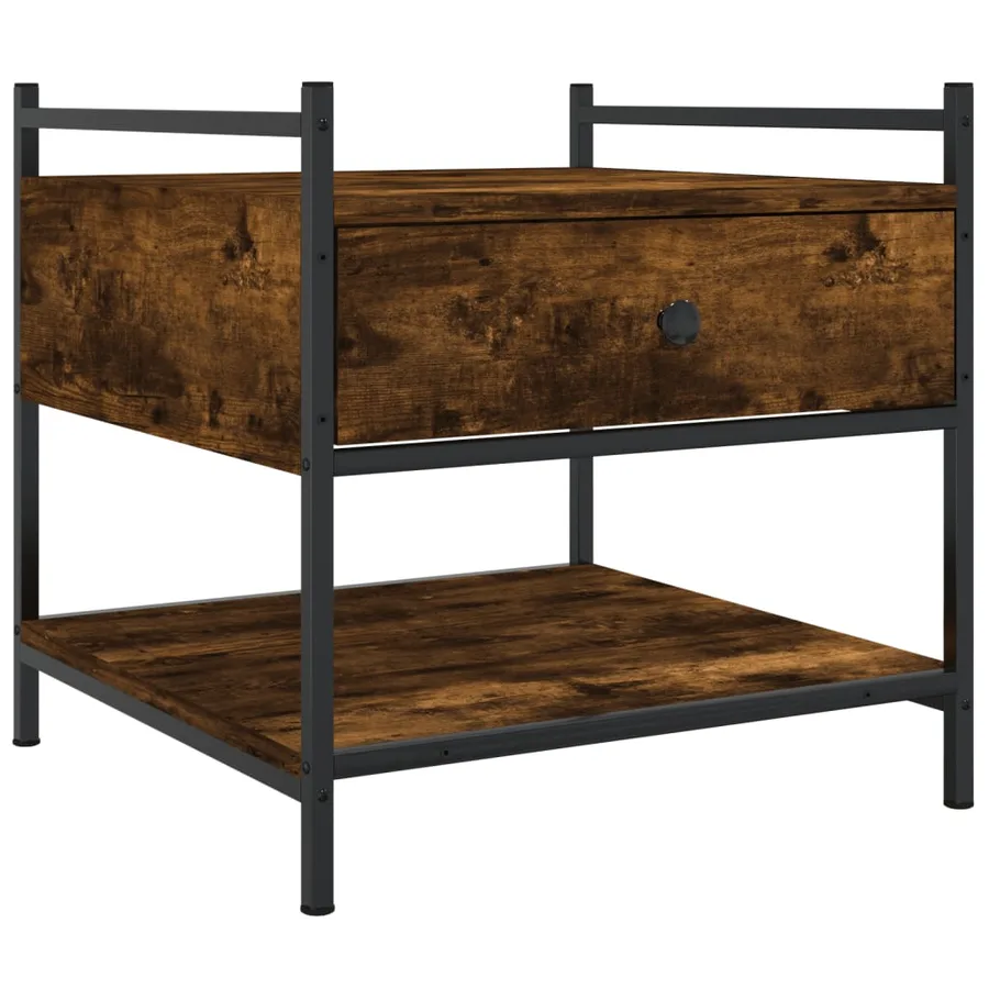 Table basse chêne fumé 50x50x50 cm bois d'ingénierie - 2