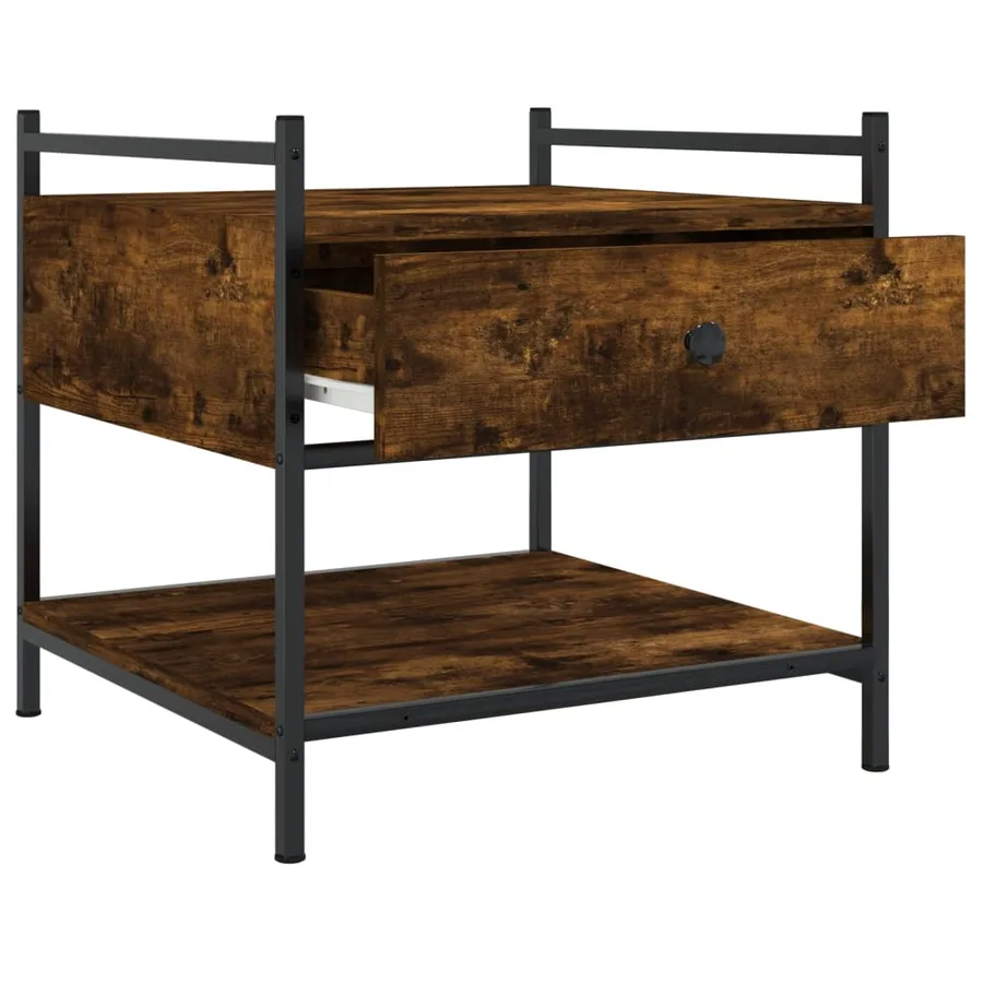 Table basse chêne fumé 50x50x50 cm bois d'ingénierie - 5