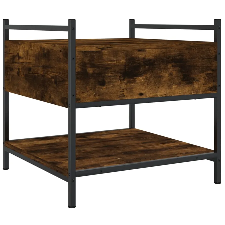 Table basse chêne fumé 50x50x50 cm bois d'ingénierie - 8