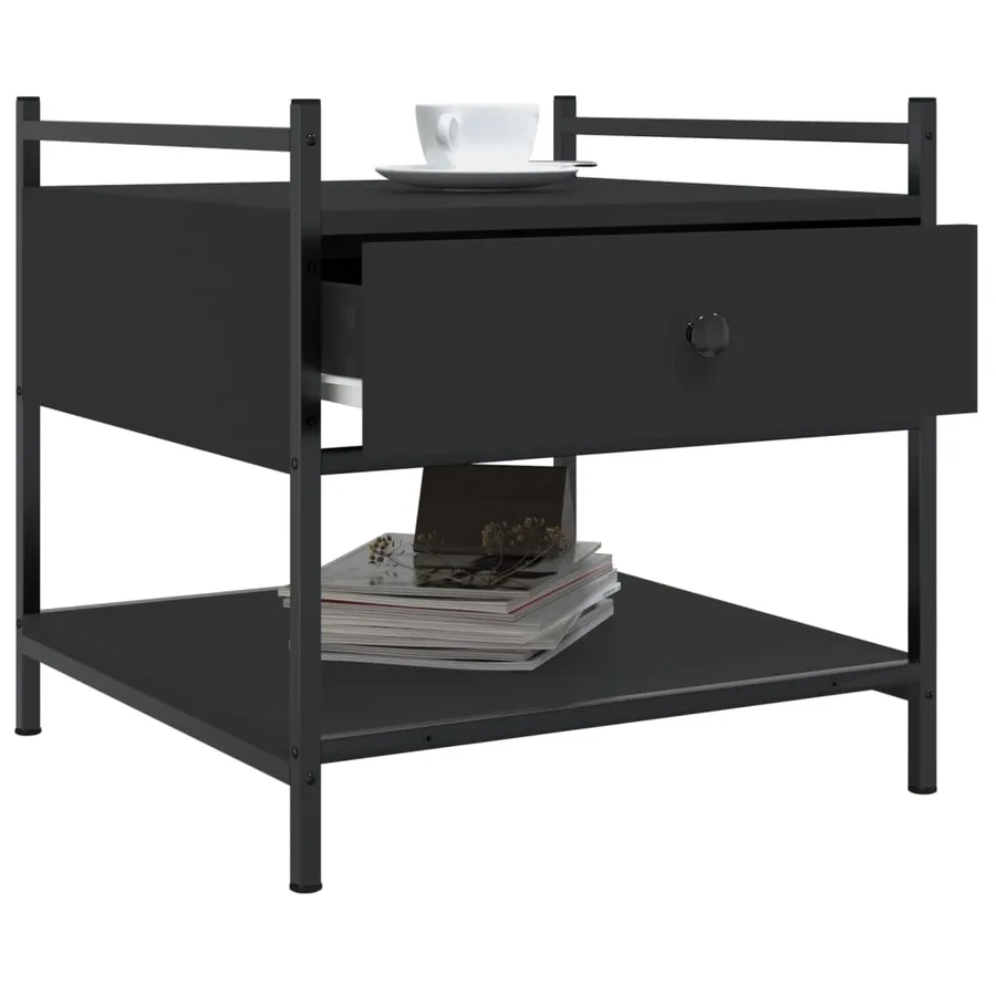Table basse noir 50x50x50 cm bois d'ingénierie - 4