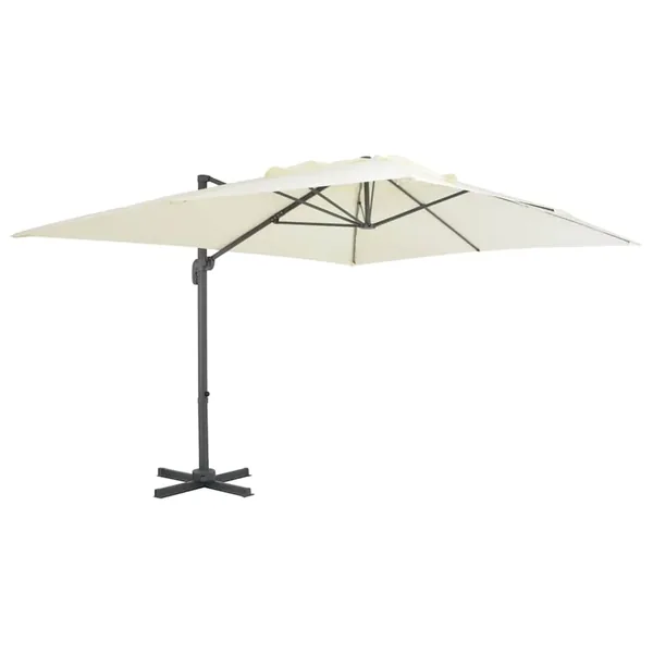 Parasol de jardin déporté avec mât en aluminium 400 x 300 cm Sable