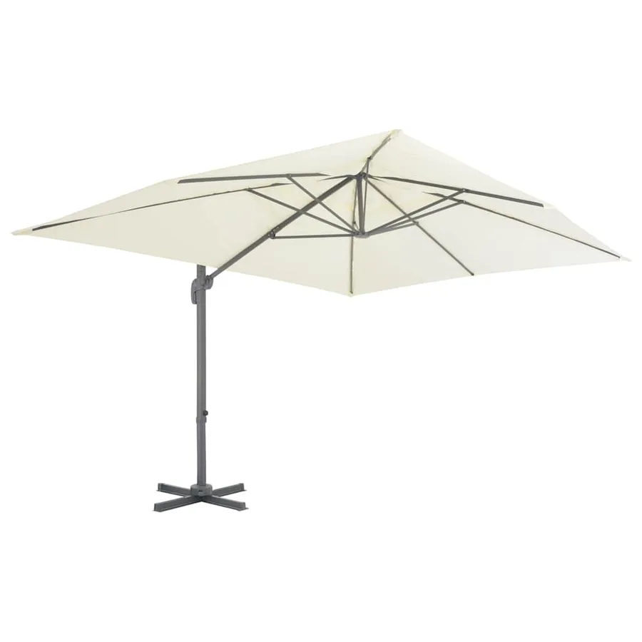 Parasol de jardin déporté avec mât en aluminium 400 x 300 cm Sable - 2