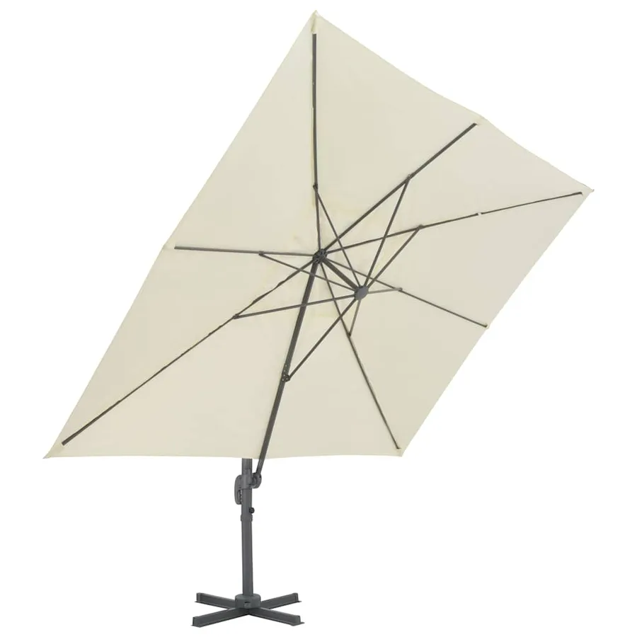 Parasol de jardin déporté avec mât en aluminium 400 x 300 cm Sable - 3