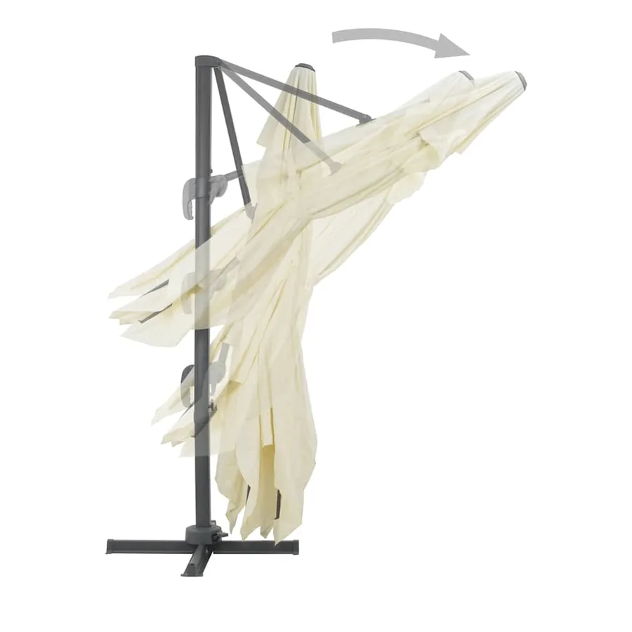 Parasol de jardin déporté avec mât en aluminium 400 x 300 cm Sable - 4