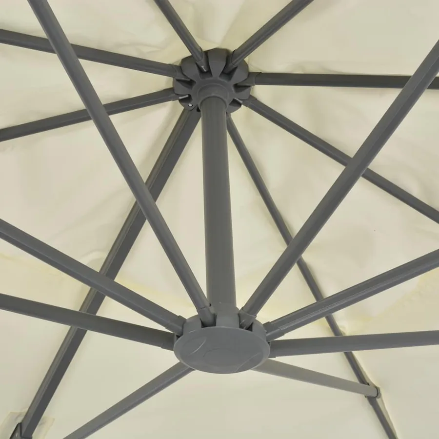 Parasol de jardin déporté avec mât en aluminium 400 x 300 cm Sable - 6