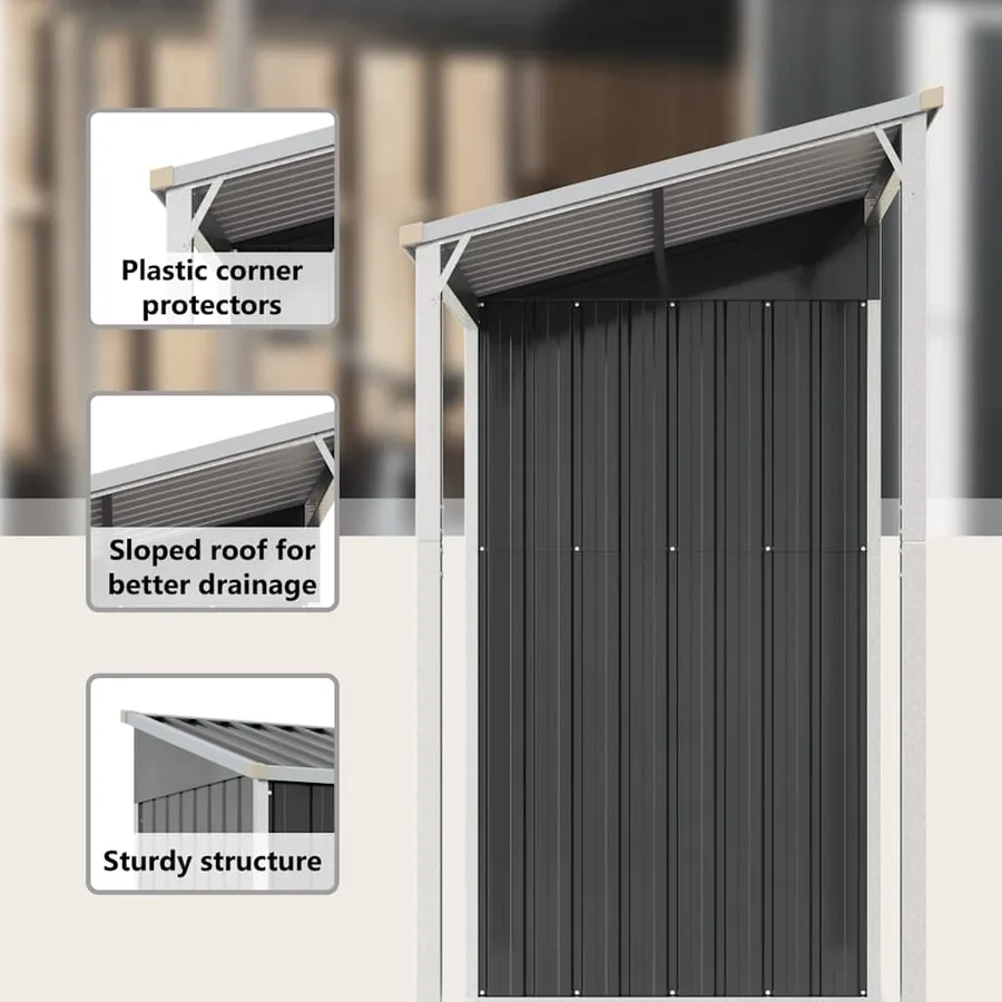 Abri de jardin avec toit prolongé anthracite 277x107x181 cm - 12