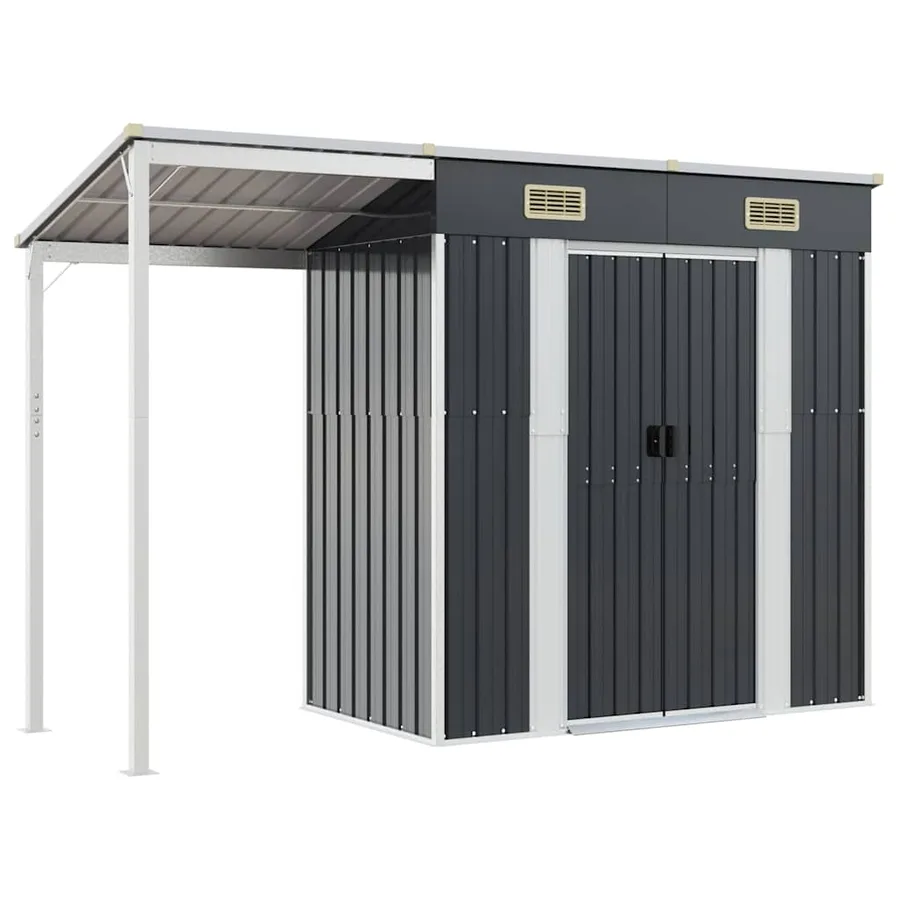 Abri de jardin avec toit prolongé anthracite 277x107x181 cm - 2