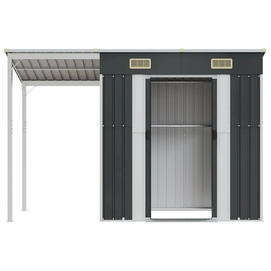 Abri de jardin avec toit prolongé anthracite 277x107x181 cm - 4