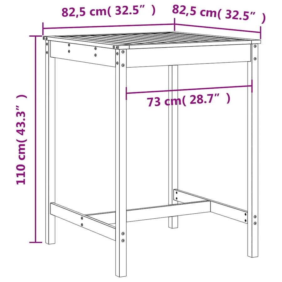 Ensemble de bar de jardin 5 pcs bois massif de Douglas - 9